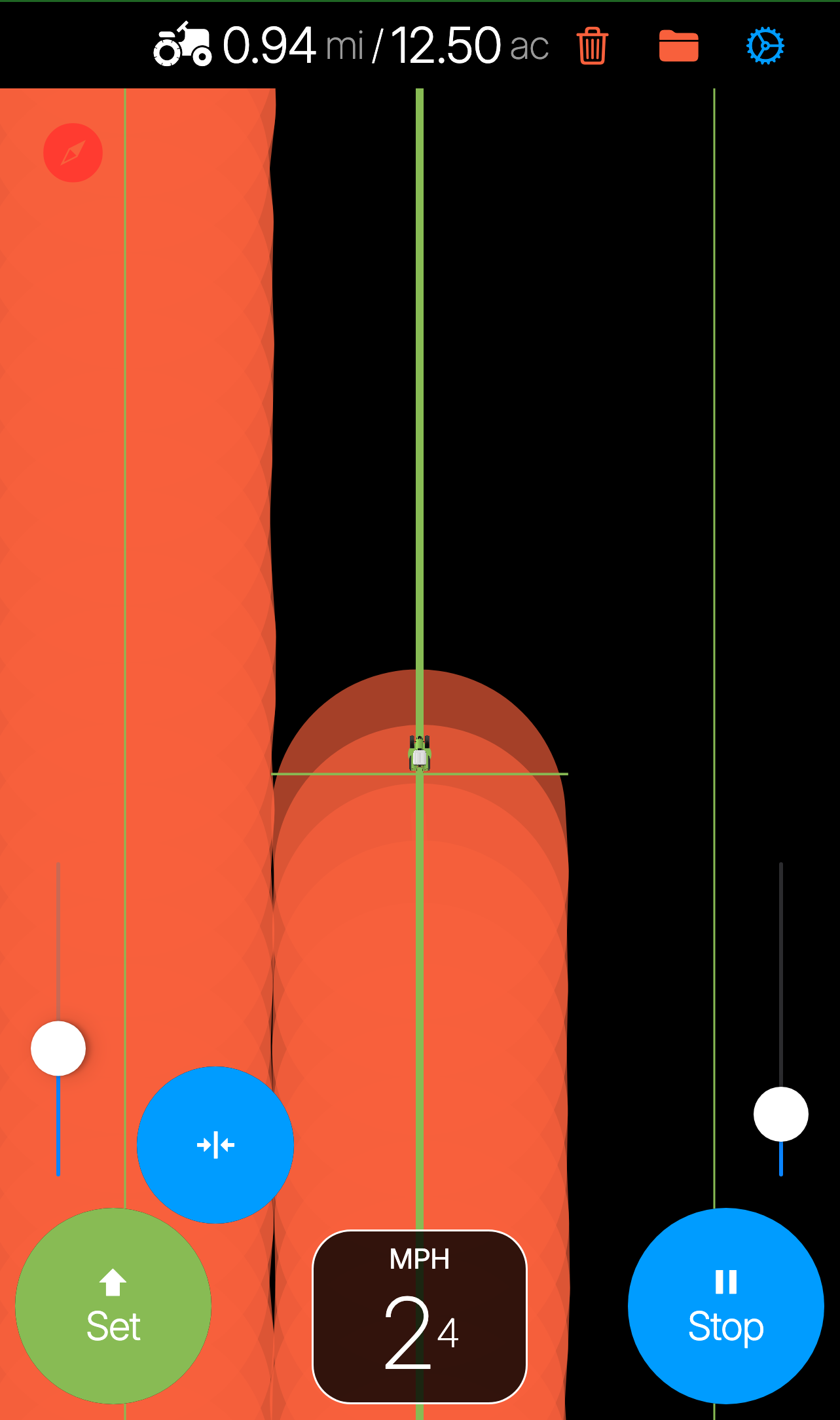 Agro Navigation app screenshot - GPS parallel driving